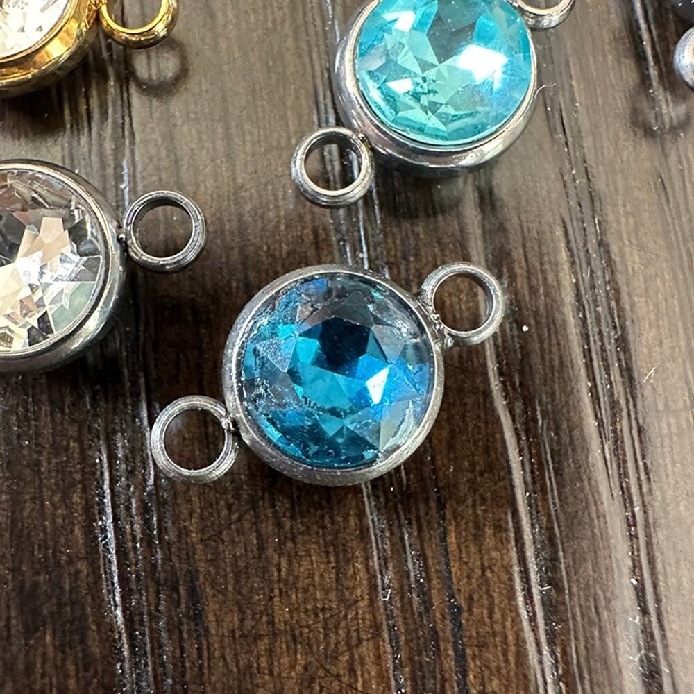Lot of 10 Crystal Glass Jewelry Connectors, Silver, Gold, Gunmetal - Picture 3 of 4
